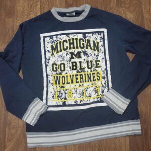 mens navy blue and grey vintage 90s Michigan Wolverines crewneck sweatshirt